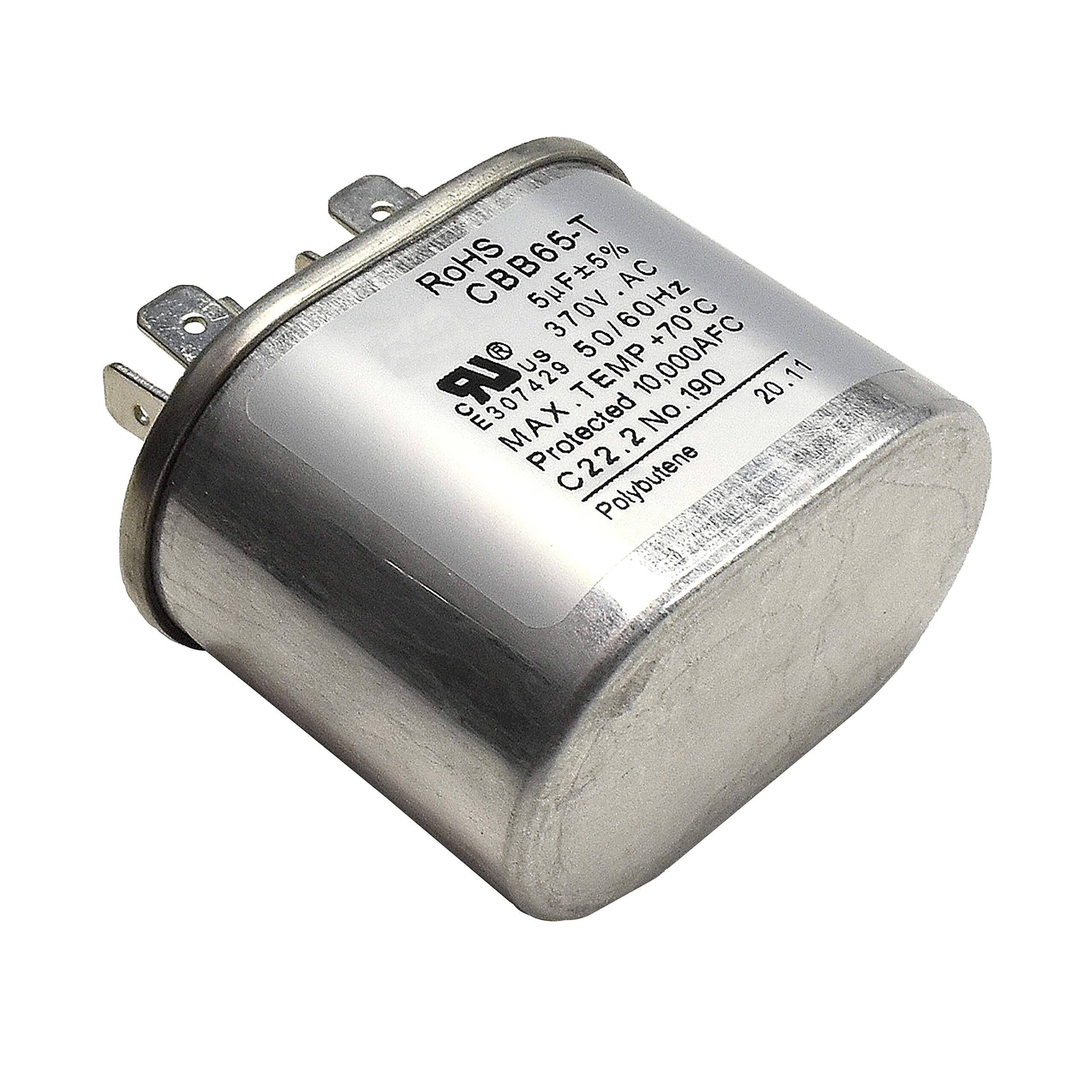 ROHS CBB65-T  
5μF±5%  
370V AC  
50/60Hz  
10,000AF  
+70°C  
TEMP 190  
20.11  
E307429  
T. 20  
22  
MAX Protected  
C22.2 N80  
Polybutene