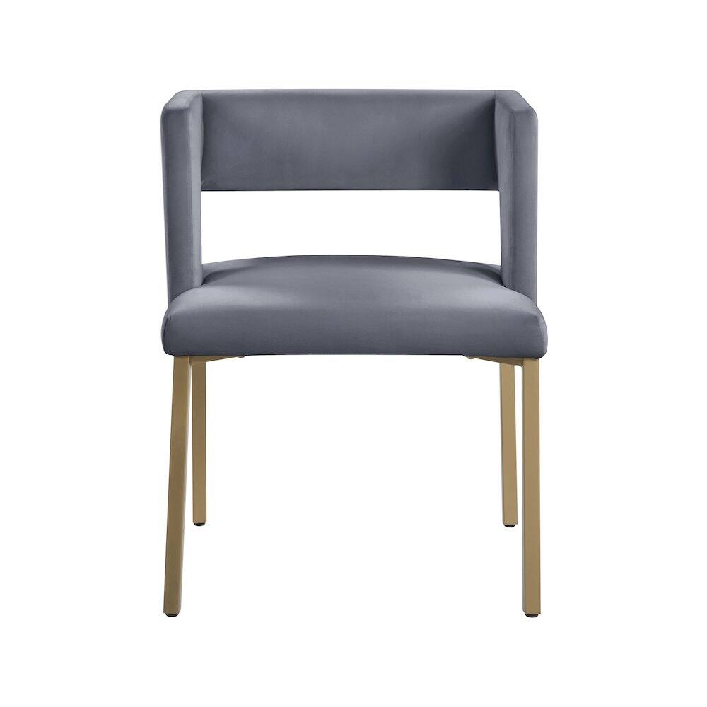 Alt View 3. Meridian Furniture - Caleb Grey Velvet Dining Chair, Set of 2 - Grey.
