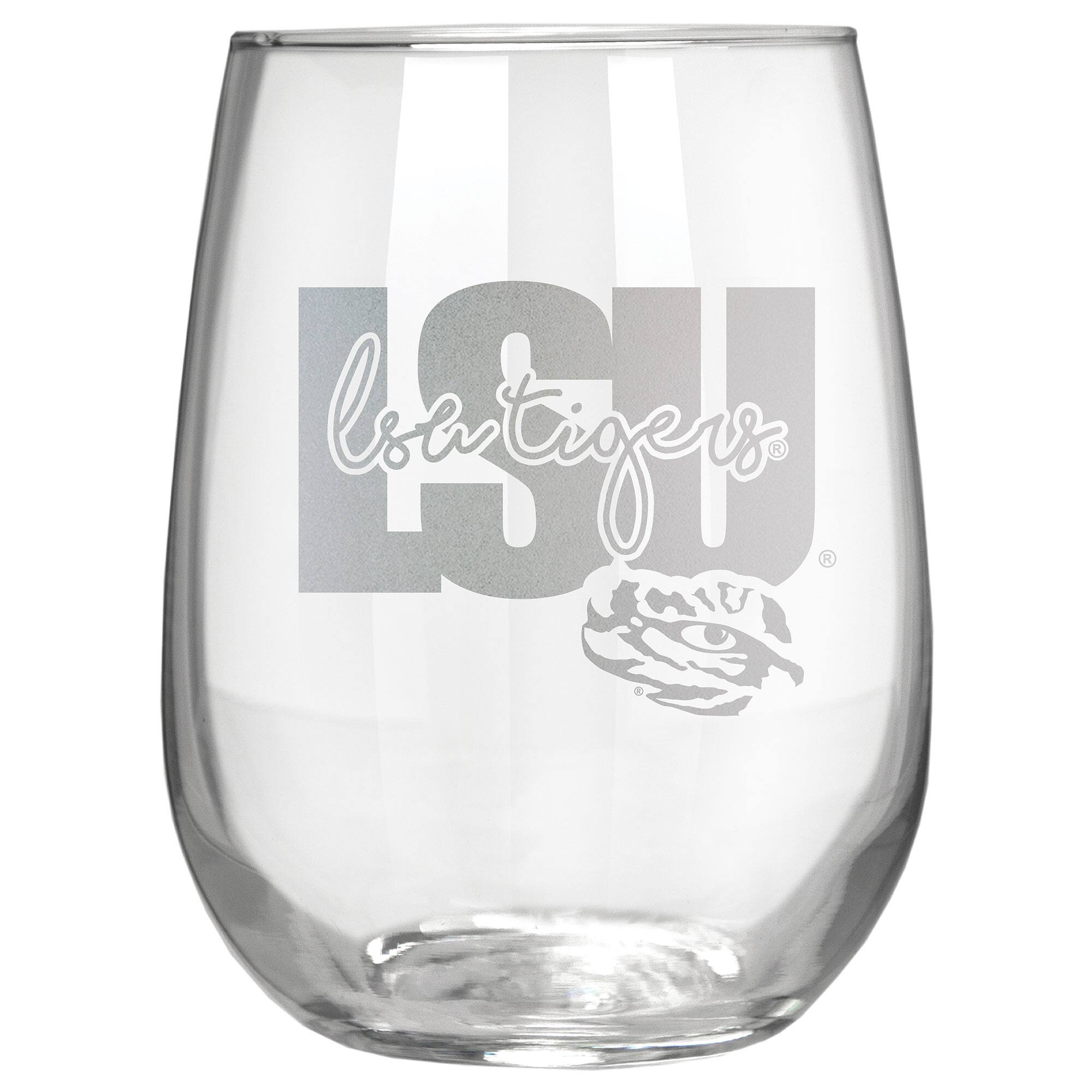 Front. Great American Products - LSU Tigers Etched 17oz. City Stemless Wine Glass - Multicolor.