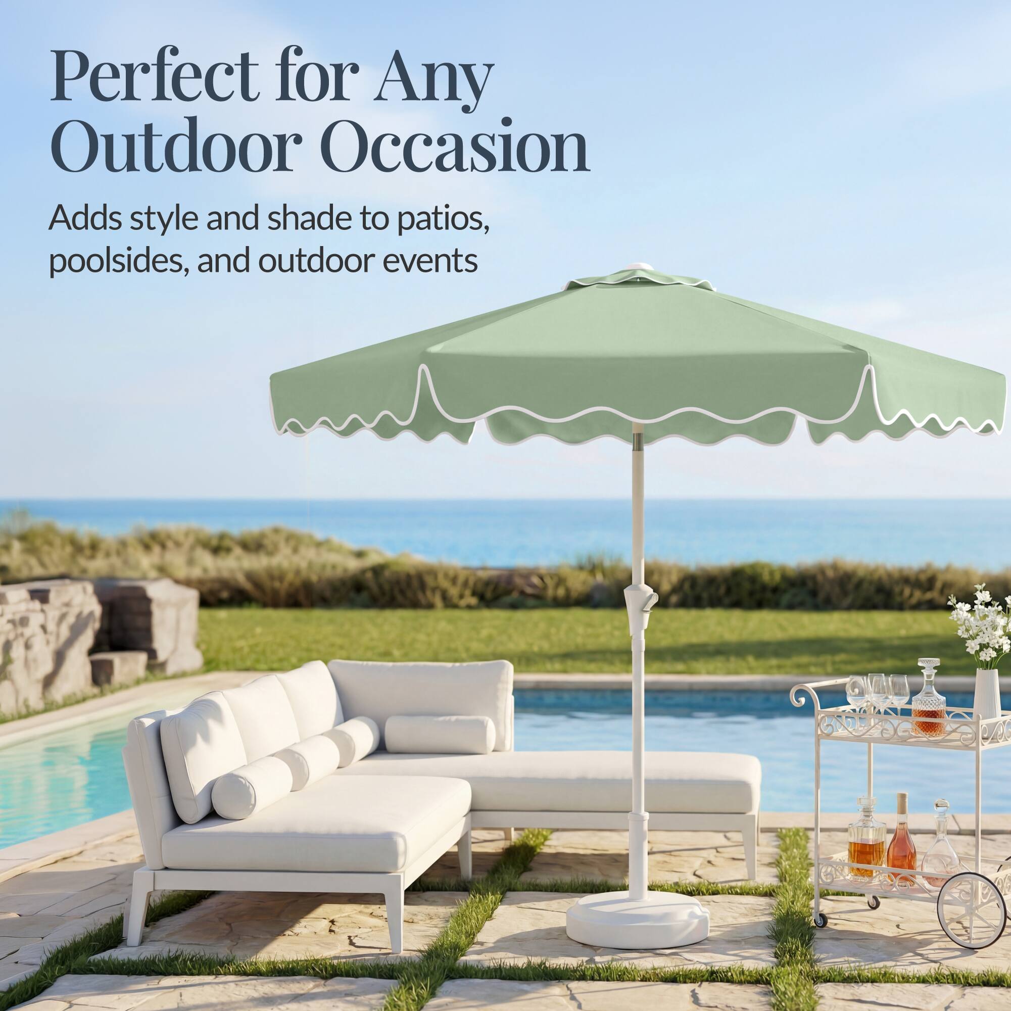 Perfect for Any Outdoor Occasion  
Adds style and shade to patios, poolside, and outdoor events
