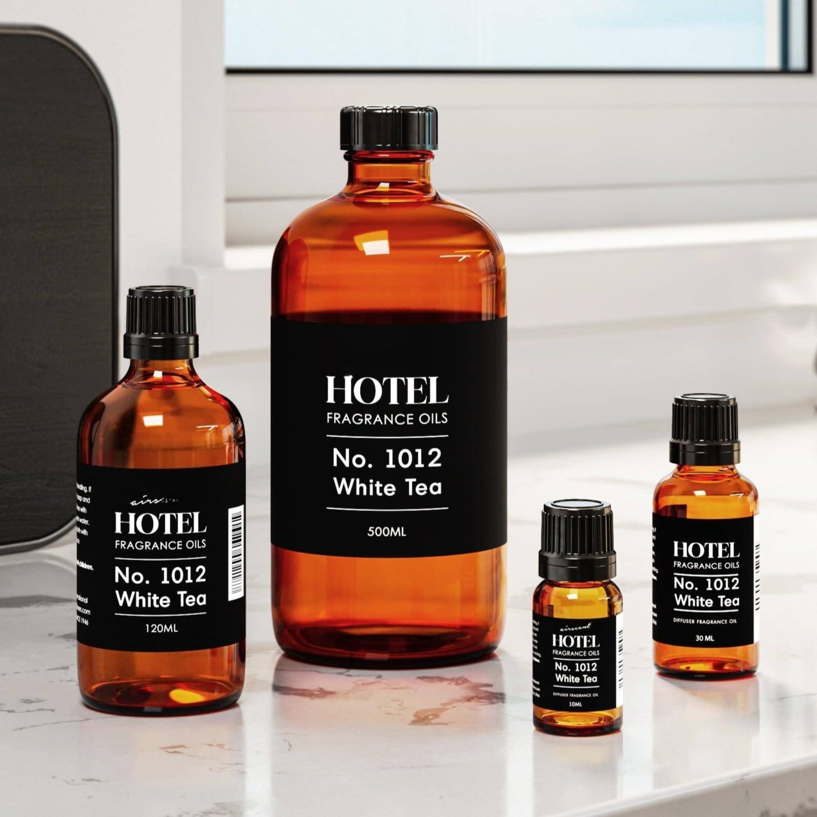 HOTEL FRAGRANCE OILS  
No. 1012 White Tea  
120ML  

HOTEL FRAGRANCE OILS  
No. 1012 White Tea  
500ML  

HOTEL FRAGRANCE OILS  
No. 1012 White Tea  
30ML
