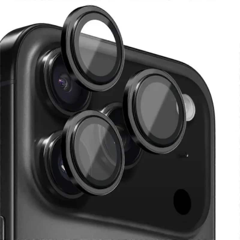Entronix - Camera Lens Protector Compatible with iPhone 18 Pro Max/18 Pro/17 Pro Max/17 Pro - Luxury Metal - Black