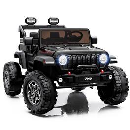FIRST RIDE ON - Licensed Jeep Wrangler Rubicon 24V Kids Ride on Car, 2 Seater Kids' Electric Vehicle, Ride on Toys W/Bluetooth, Radio - Black