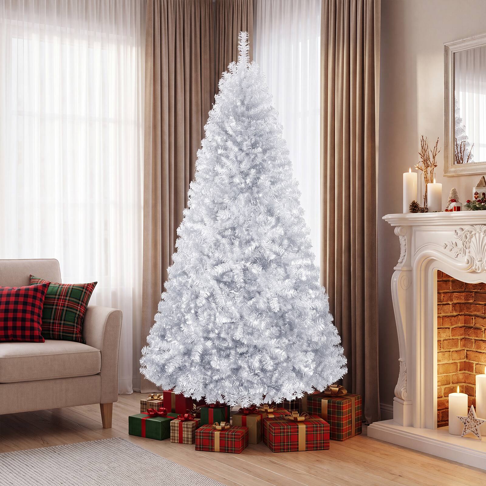 Alt View 3. Costway - 7.5 FT Artificial Christmas Tree Hinged Unlit Xmas Tree Silver - Silver.
