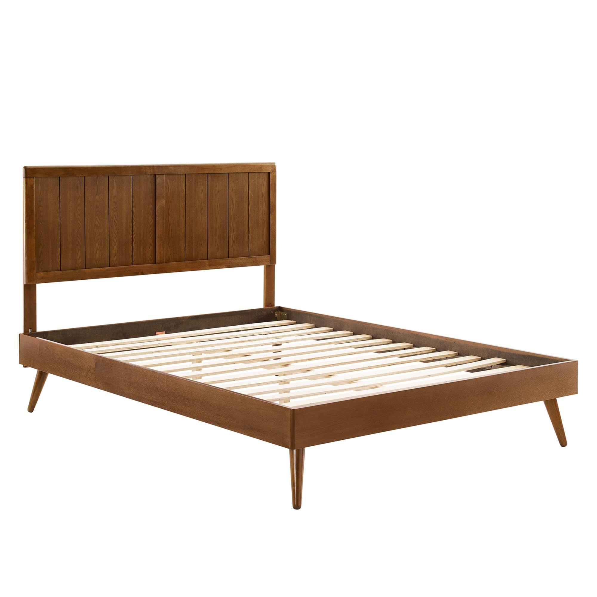 Alt View 7. Modway - Alana Wood Queen Platform Bed With Splayed Legs - Brown.