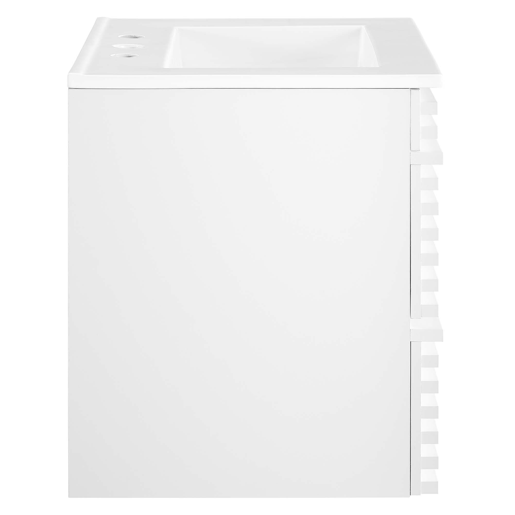 Alt View 2. Modway - Render Wall-Mount Bathroom Vanity with White Basin Included - White White.