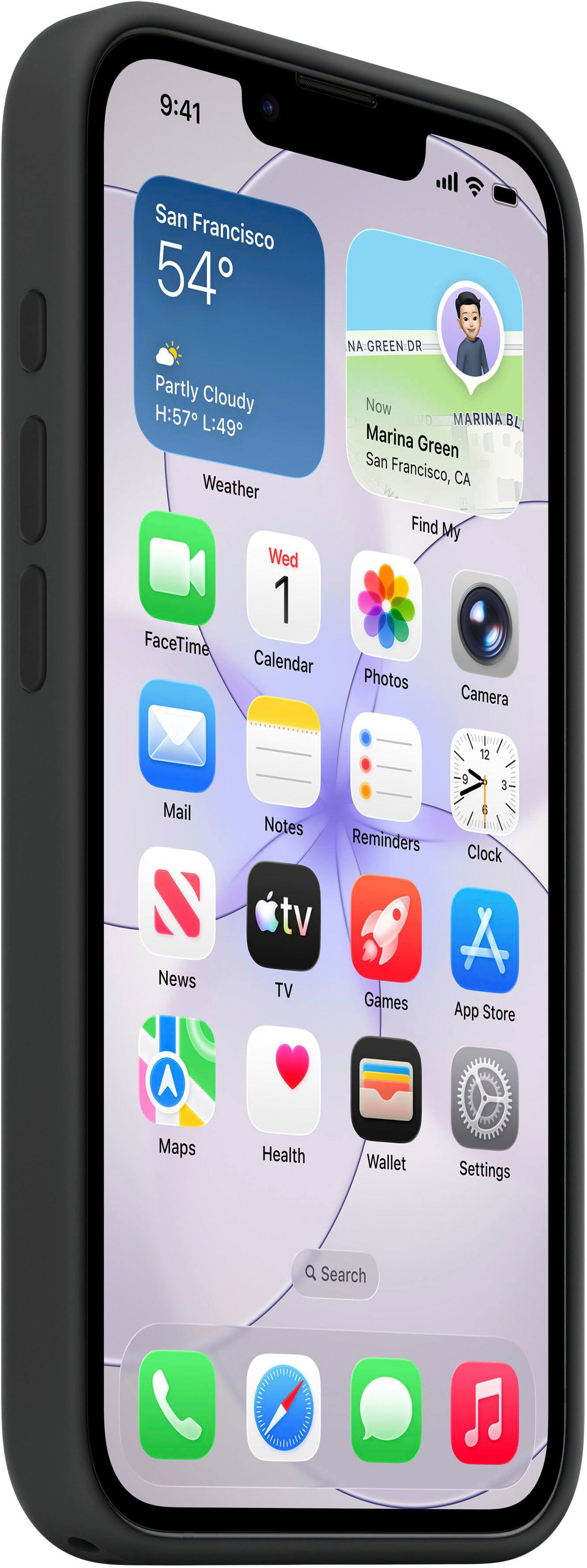 9:41  
San Francisco  
54°  
Partly Cloudy  
H:57 L:49  

NA GREEN DR  
Marina Green  
San Francisco, CA  

Weather  
Find My  
FaceTime  
Calendar  
Photos  
Camera  
Mail  
News  
Notes  
Reminders  
Clock  
tv  
Games  
App Store  
Maps  
Health  
Wallet  
Settings  

Search