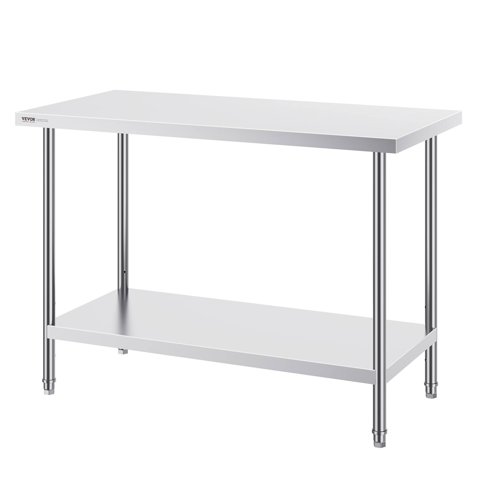 Alt View 5. VEVOR - Stainless Steel Prep Table, 24 x 48 x 34 Inch, 800 lbs Load Capacity, Heavy Duty Metal Worktable - Silver.