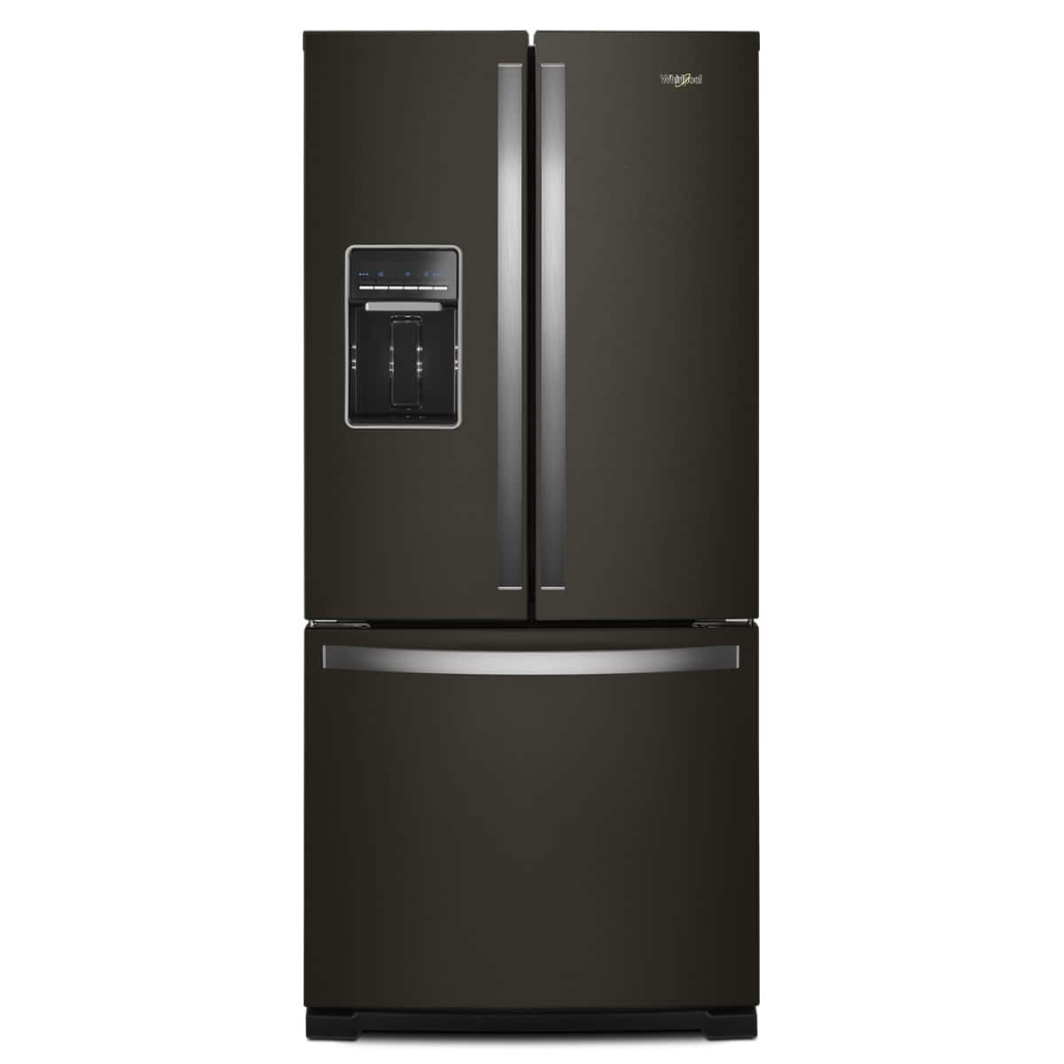 Front. Whirlpool - Whirlpool - 20 Cu. Ft. Wide French Door Refrigerator - Black Stainless Steel - Black Stainless.