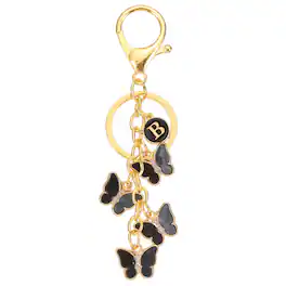 Unique Bargains - Butterfly Initial Letter Keychain, Alphabet B Metal Keyring, Cute Car Keys Holder Charm for Women Gift - Black