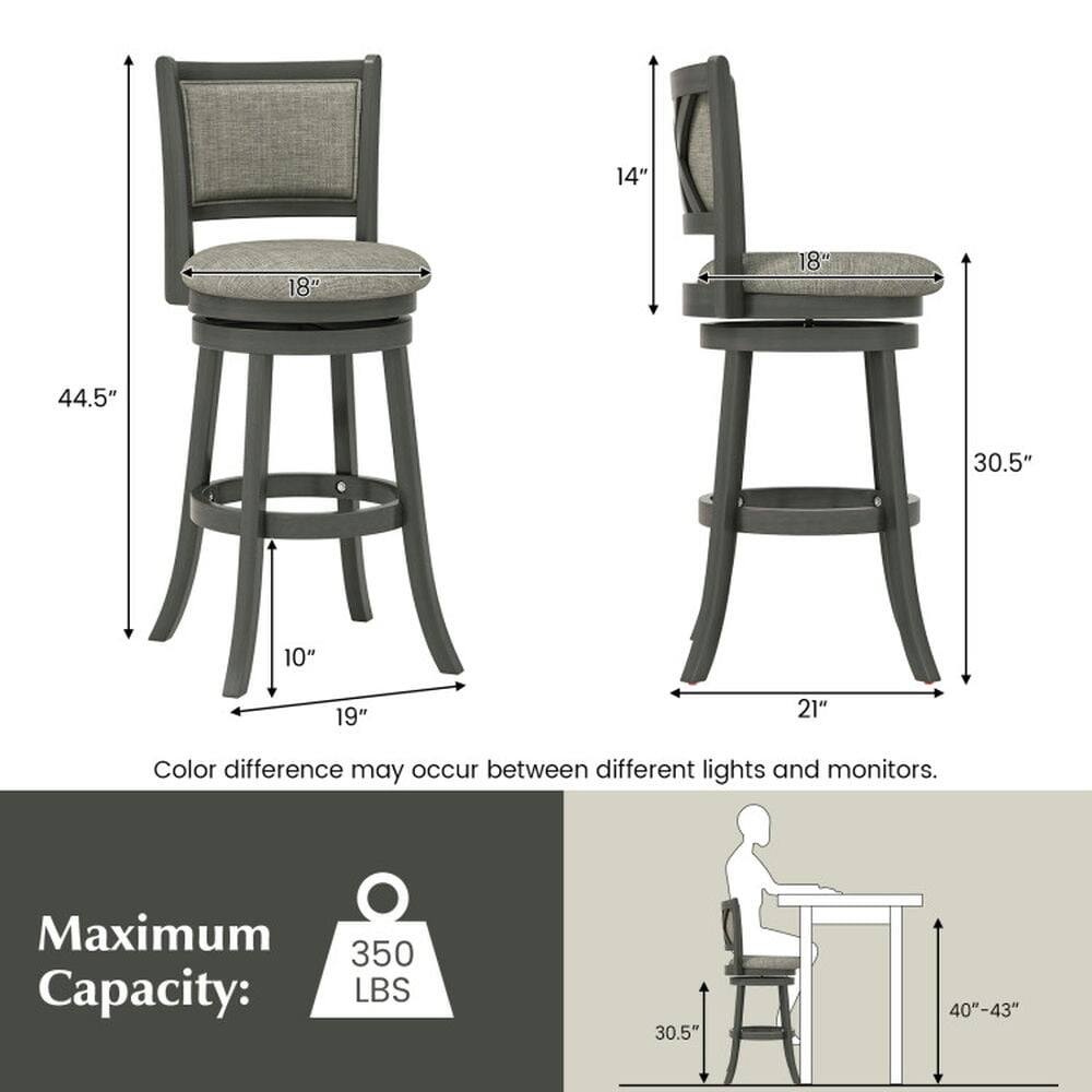 14" 18" 18" 44.5" 30.5" 10" 19" 21"  
Color difference may occur between different lights and monitors.  
Maximum Capacity: 350 LBS  
40"-43"