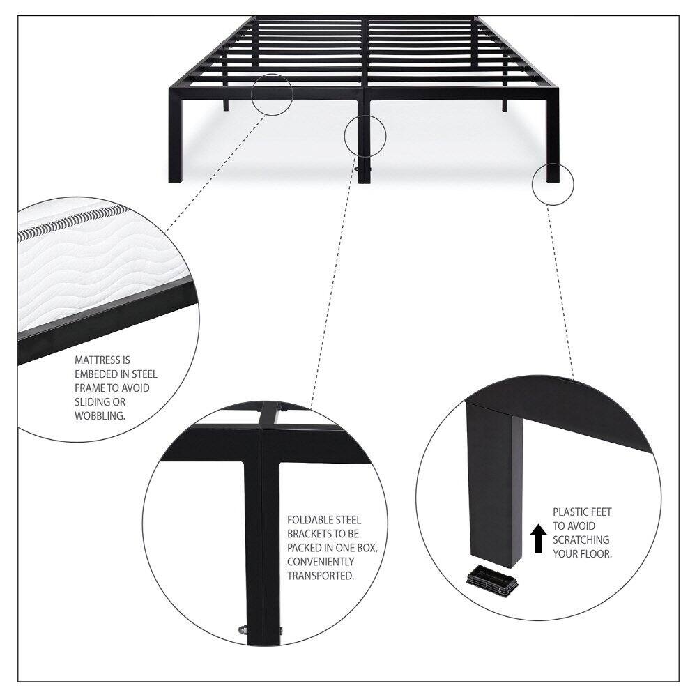 - Mattress is embedded in steel frame to avoid sliding or wobbling.
- Foldable steel brackets to be packed in one box, conveniently transported.
- Plastic feet to avoid scratching your floor.