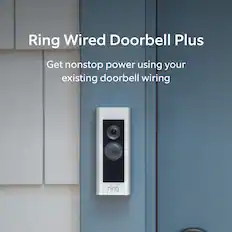 Ring Wired Doorbell Plus
Get nonstop power using your existing doorbell wiring