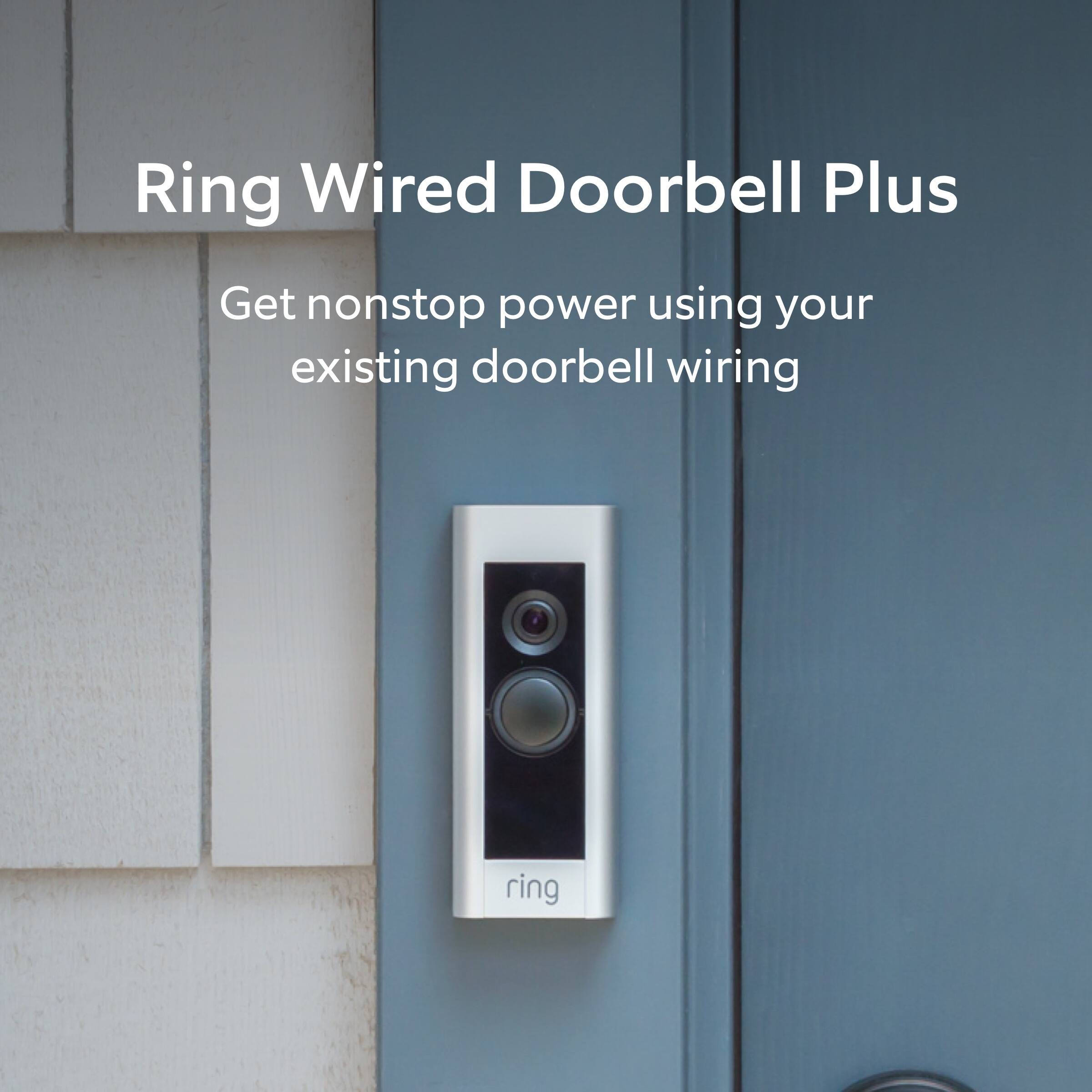 Ring - Wired Doorbell Plus Smart Wi-Fi Video Doorbell - Satin Nickel