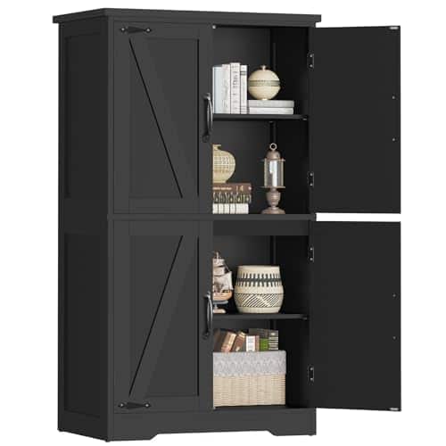 Hirose Alice - Storage Cabinet With 2 Shelves 4 Doors Cupboard For Efficient Space interiors thoughtfully designed adjustable - Black