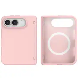 Dteck - Rugged Magnetic Case for Apple iPhone Duo Built-in Screen Protector Full Hinge Protection Cover,Compatible with Magsafe - Pink