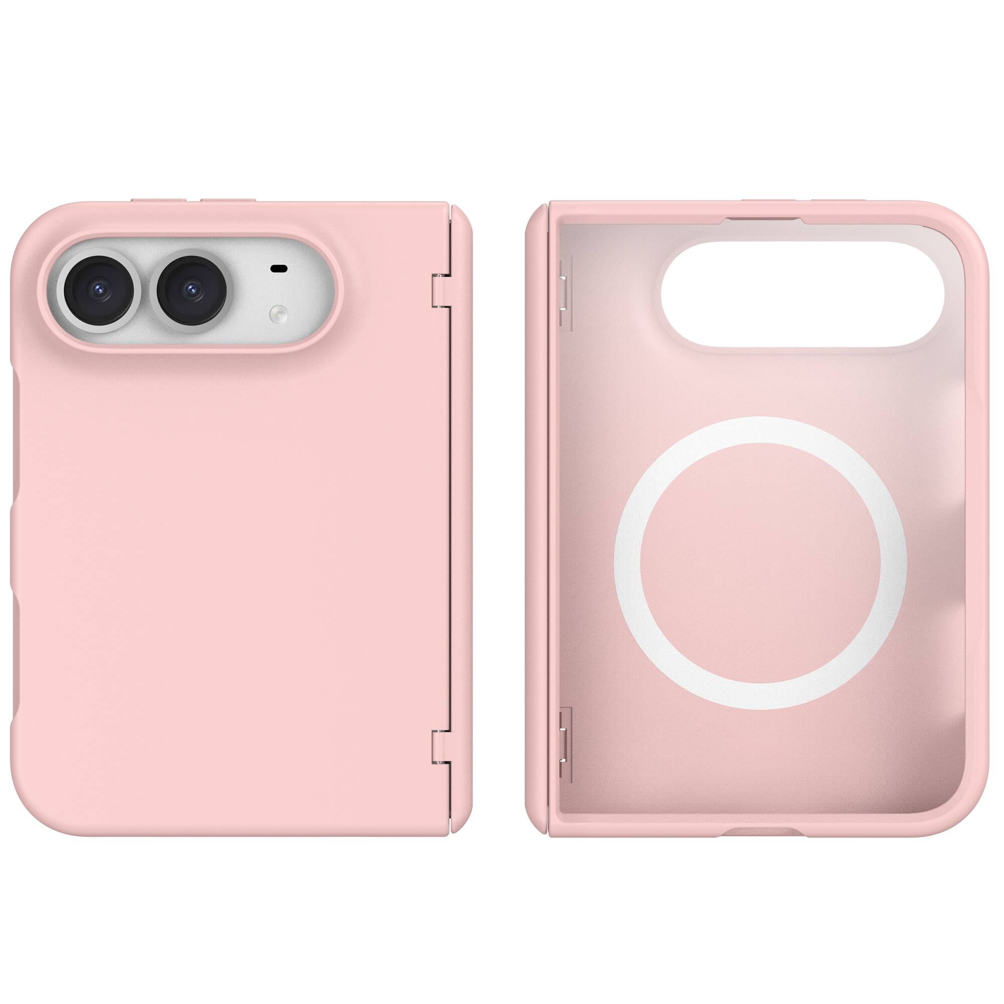 Dteck - Rugged Magnetic Case for Apple iPhone Duo Built-in Screen Protector Full Hinge Protection Cover,Compatible with Magsafe - Pink