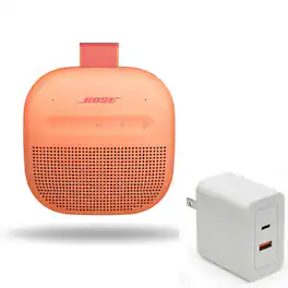 Bundle - Bose - SoundLink Micro Portable Bluetooth Speaker (2nd Gen) with Fast Charger, Wireless Waterproof - Sunset Peach