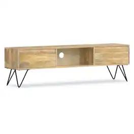 Simpli Home - Hunter Solid Mango Wood 68 inch Wide Industrial TV Media Stand For TVs up to 75 inches - Natural