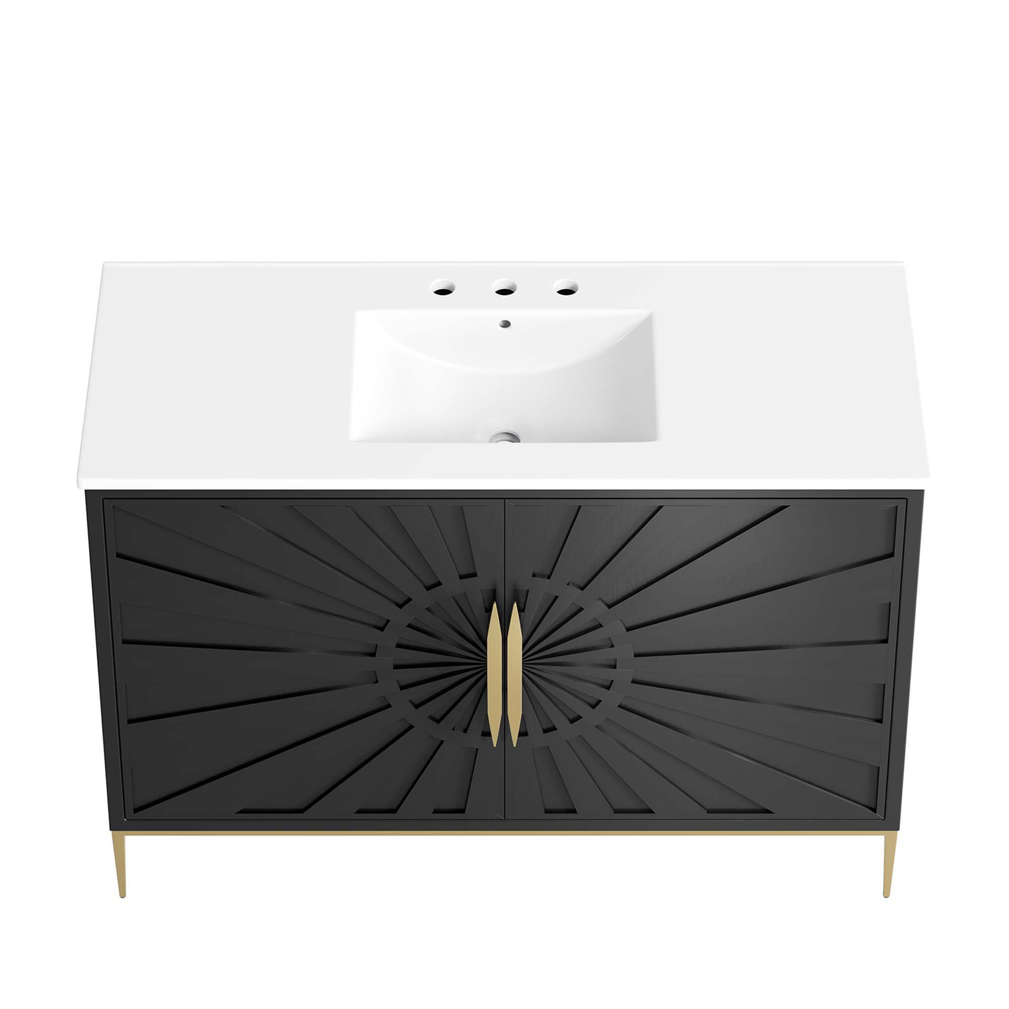 Alt View 4. Modway - Awaken Bathroom Vanity Basin Included by Modway - White Black.