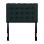 Front. CorLiving - Valencia Square Tufted Upholstered Twin Headboard - Blue.