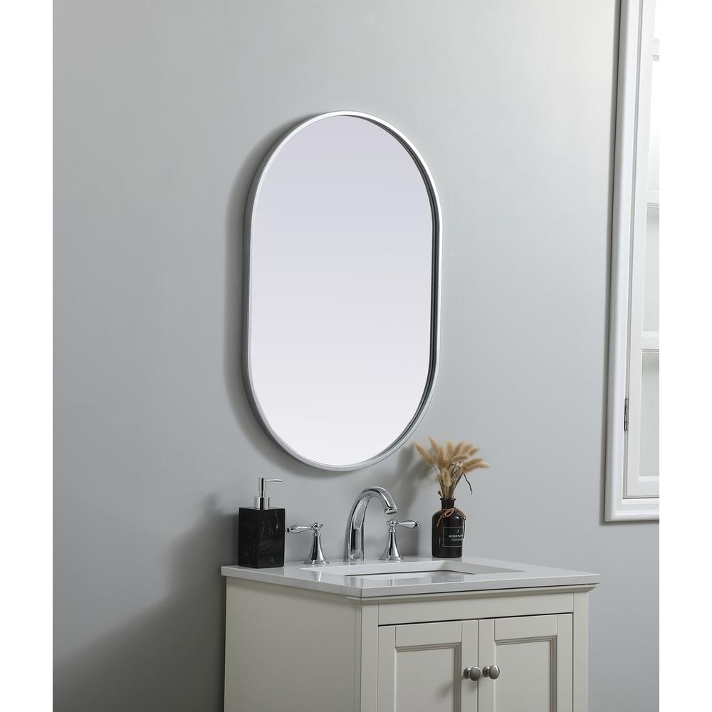 Alt View 6. Elegant Decor - Metal Frame Oval Mirror 20x30 Inch in Silver - Silver.