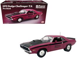 ACME - 1970 Dodge Challenger T/A Pro Stock Mopar Panther Pink w/ Black Stripes & Hood Limited Edition 350 pcs 1/18 - Pink and Black