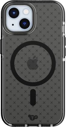 Tech21 - Refurbished Excellent - EvoCheck Case with MagSafe iPhone 15 - Smokey/Black - Clear