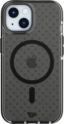 Front. Tech21 - Tech21 EvoCheck Case with MagSafe iPhone 15 - Smokey/Black - Clear.