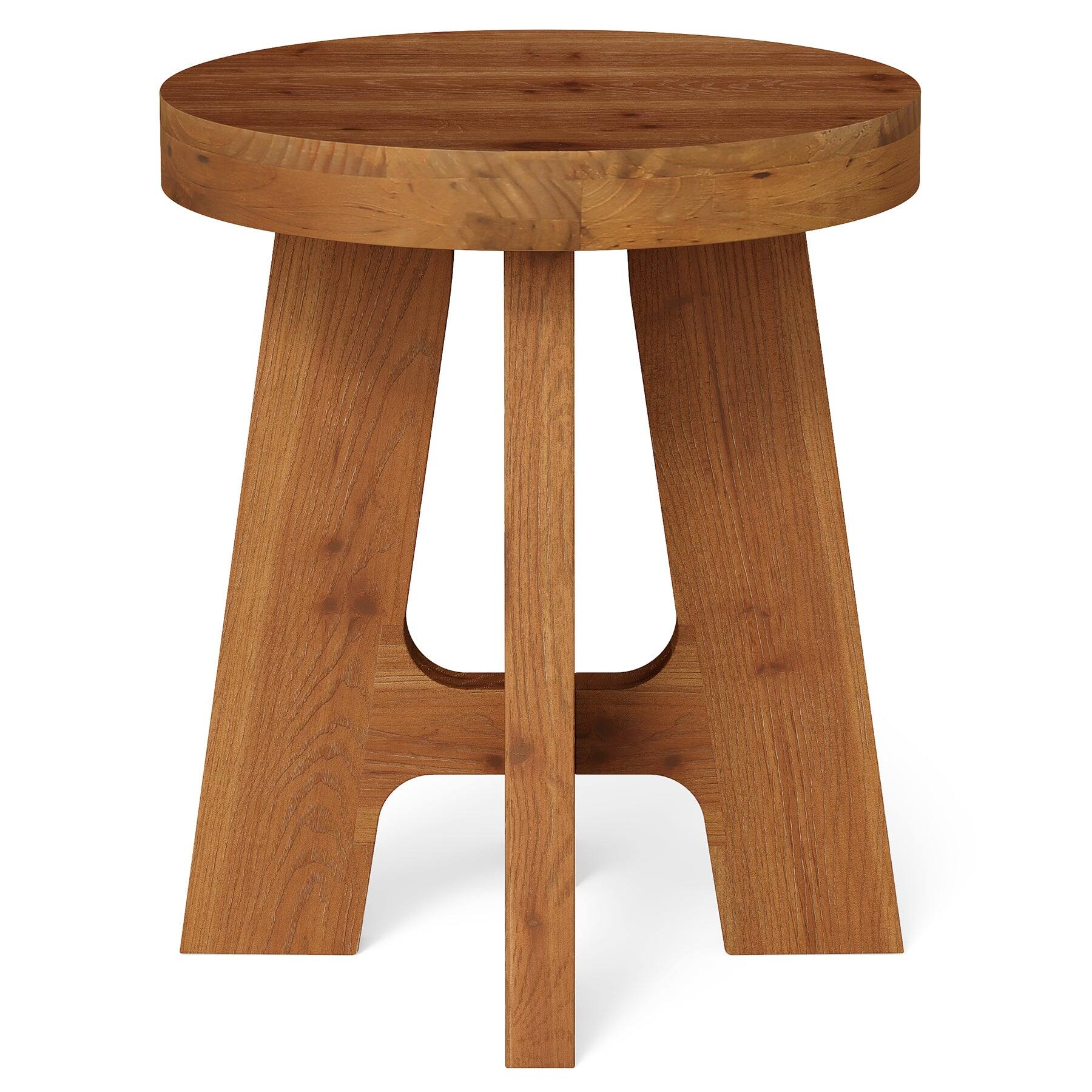 Alt View 3. Tribesigns - Solid Wood End Table with Wood Grain Finish and Space-Saving Design for Living Room and Bedroom - Brown.