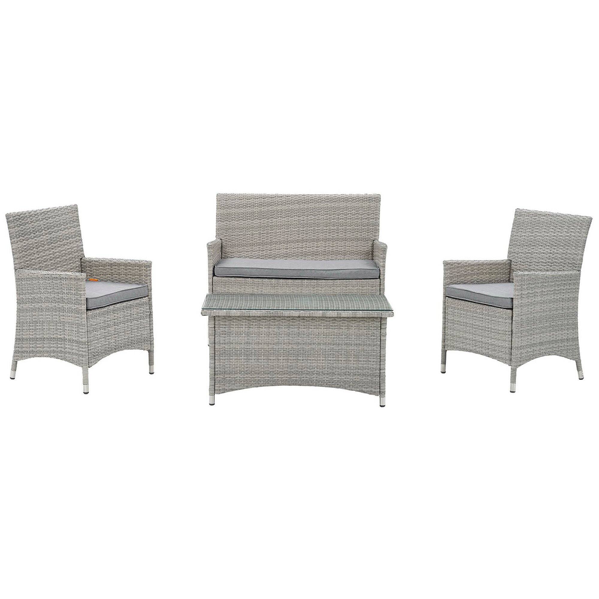 Left. Modway - Bridge 4 Piece Outdoor Patio Patio Conversation Set by Modway - Light Gray Gray.