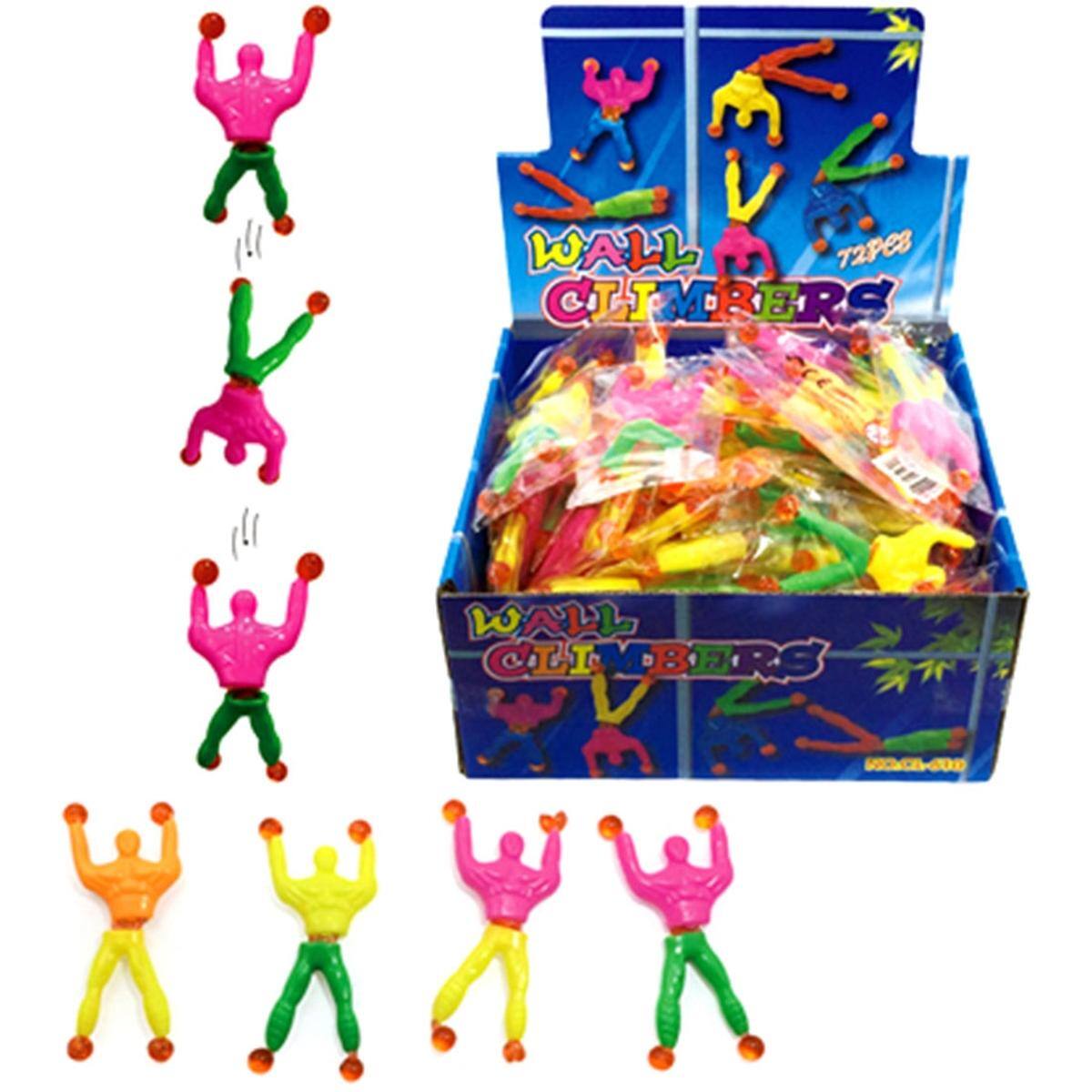 JuzToys - 72 Pieces of Window Crawler Men, Sticky Wall Climbing Rolling Men Novelty Stretchy Sticky Toys for Kids Party Favours - Multi