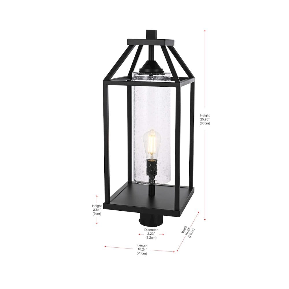 Elegant Lighting - Zora 26 inch Outdoor Post light in Black - Black And Clear
