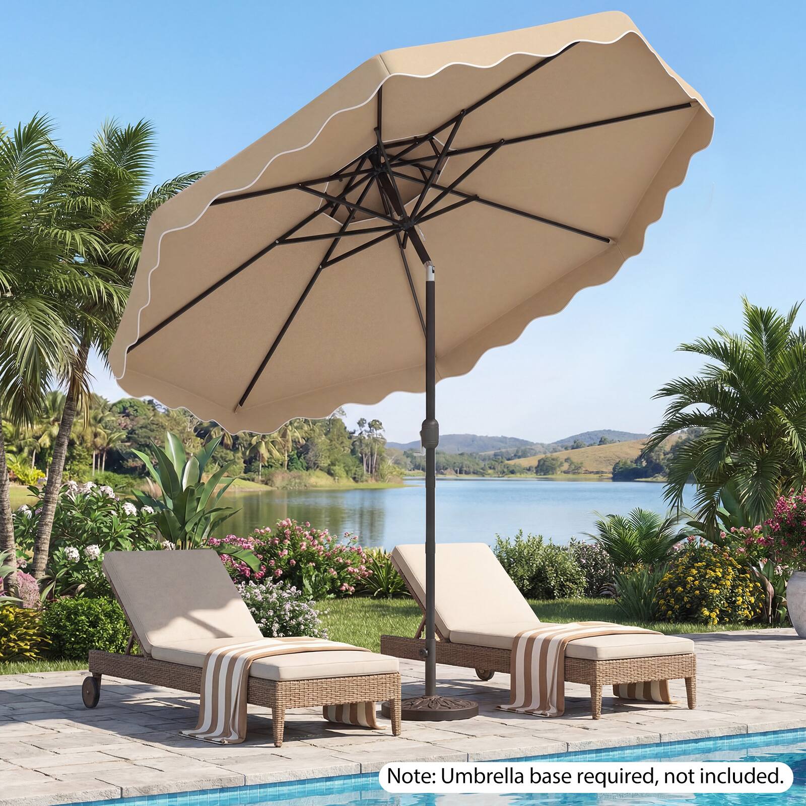 Note: Umbrella base required, not included.