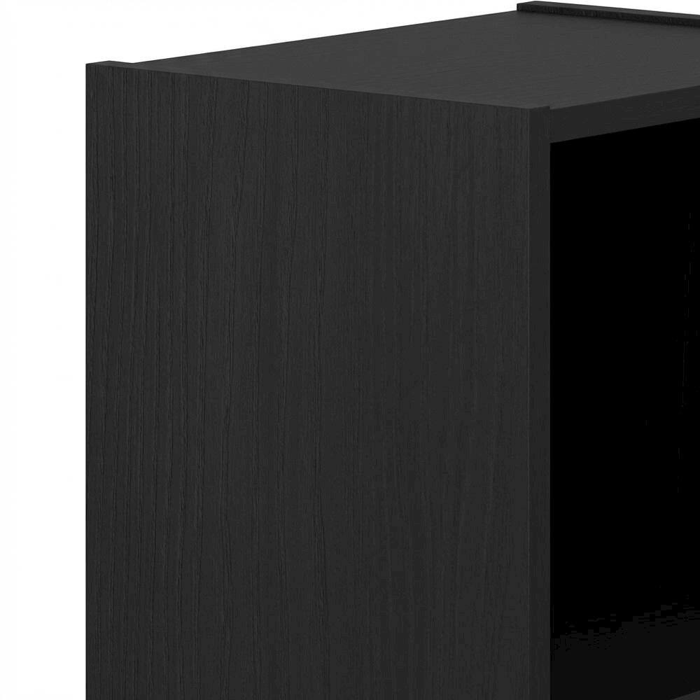 Alt View 1. FurniFact - Black wooden bookcase with compact height and modern design - Blackwood.