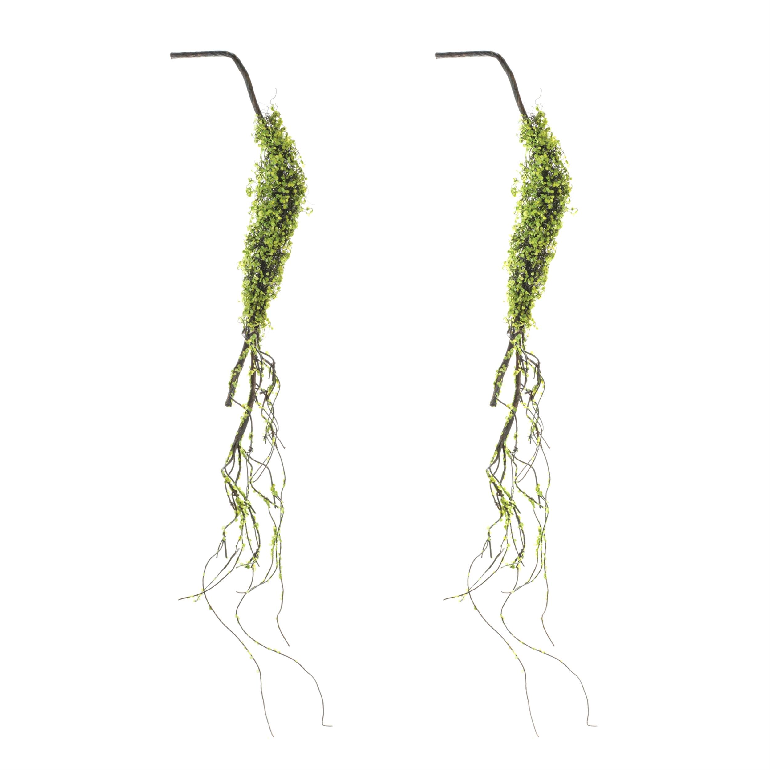 Alt View 1. BreeBe - Moss Foliage Vine Branch (Set of 2) - Green, Brown.