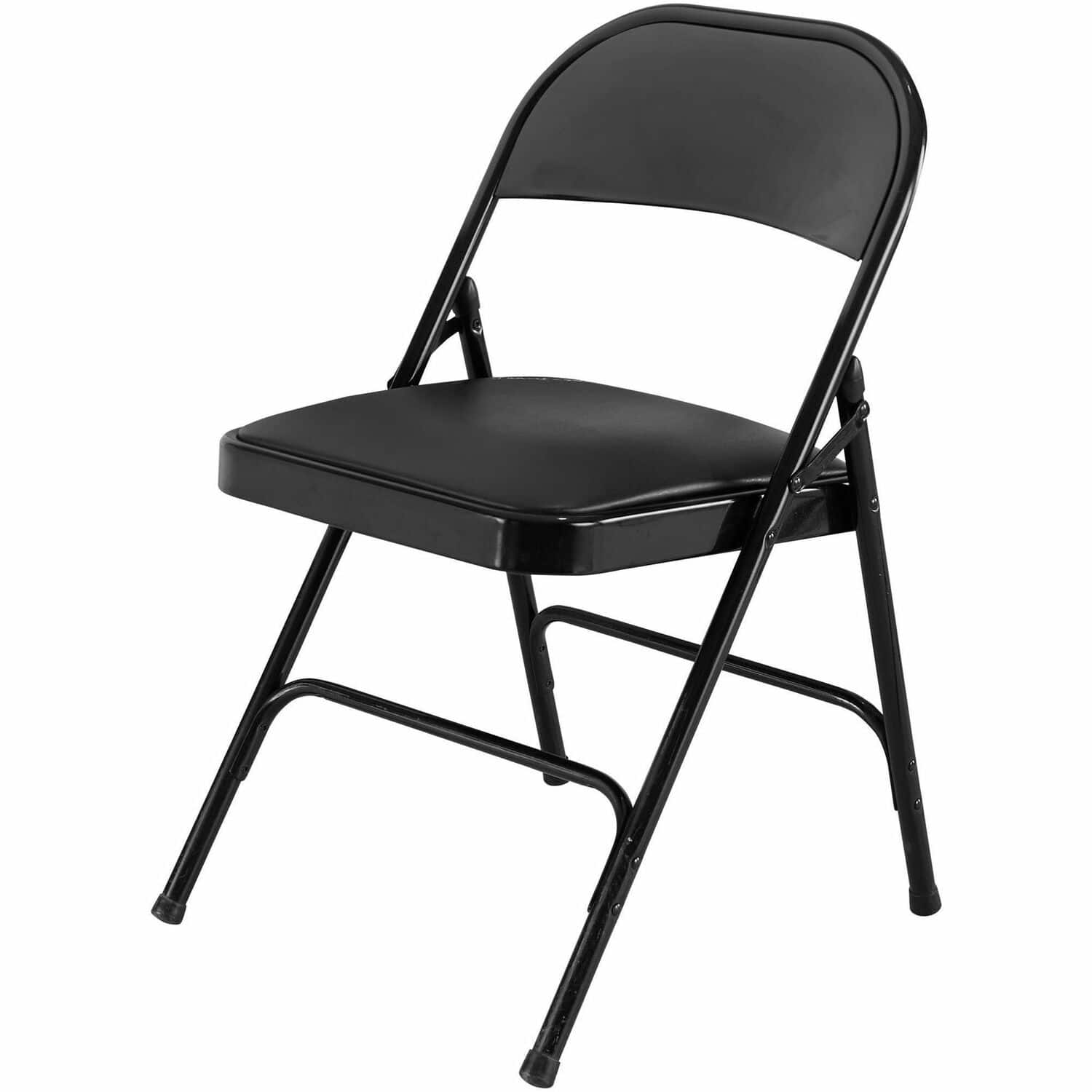 Lorell - Padded Seat Folding Chairs Vinyl Material Powder Coated Frame Color Steel 4 / Carton - Black price history on PriceWatchPro