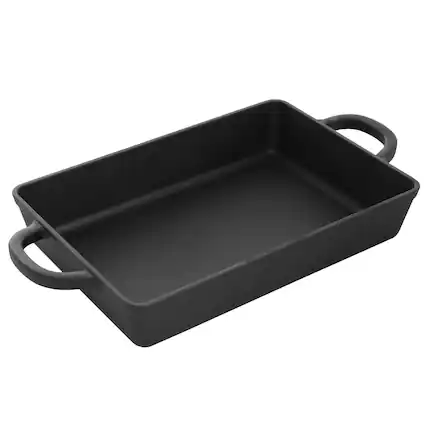 Front. Crock-Pot - Crock Pot Artisan 13 in. Preseasoned Cast Iron Lasagna Pan - Black.