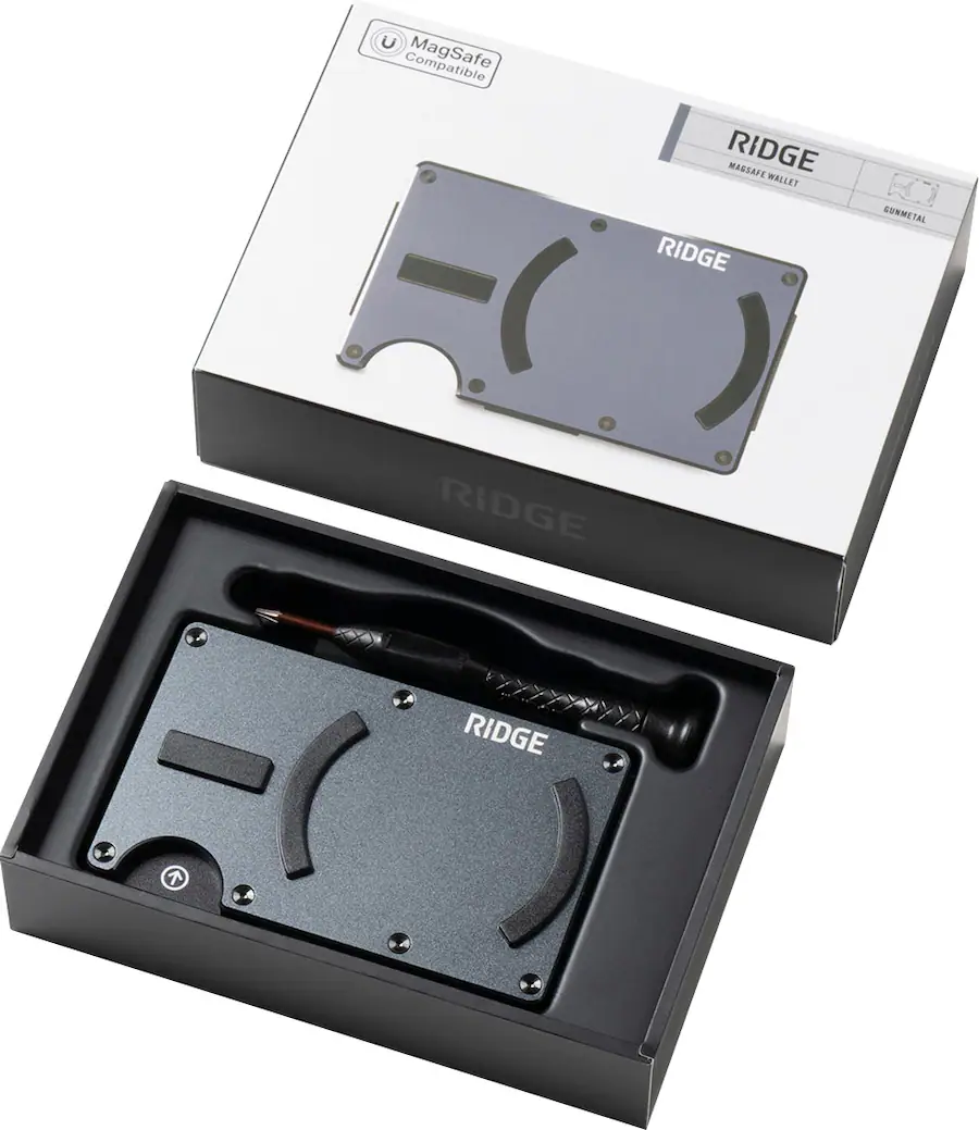 The Ridge Wallet Gunmetal MagSafe Wallet Cash Strap Silver AUWAI249103 ...