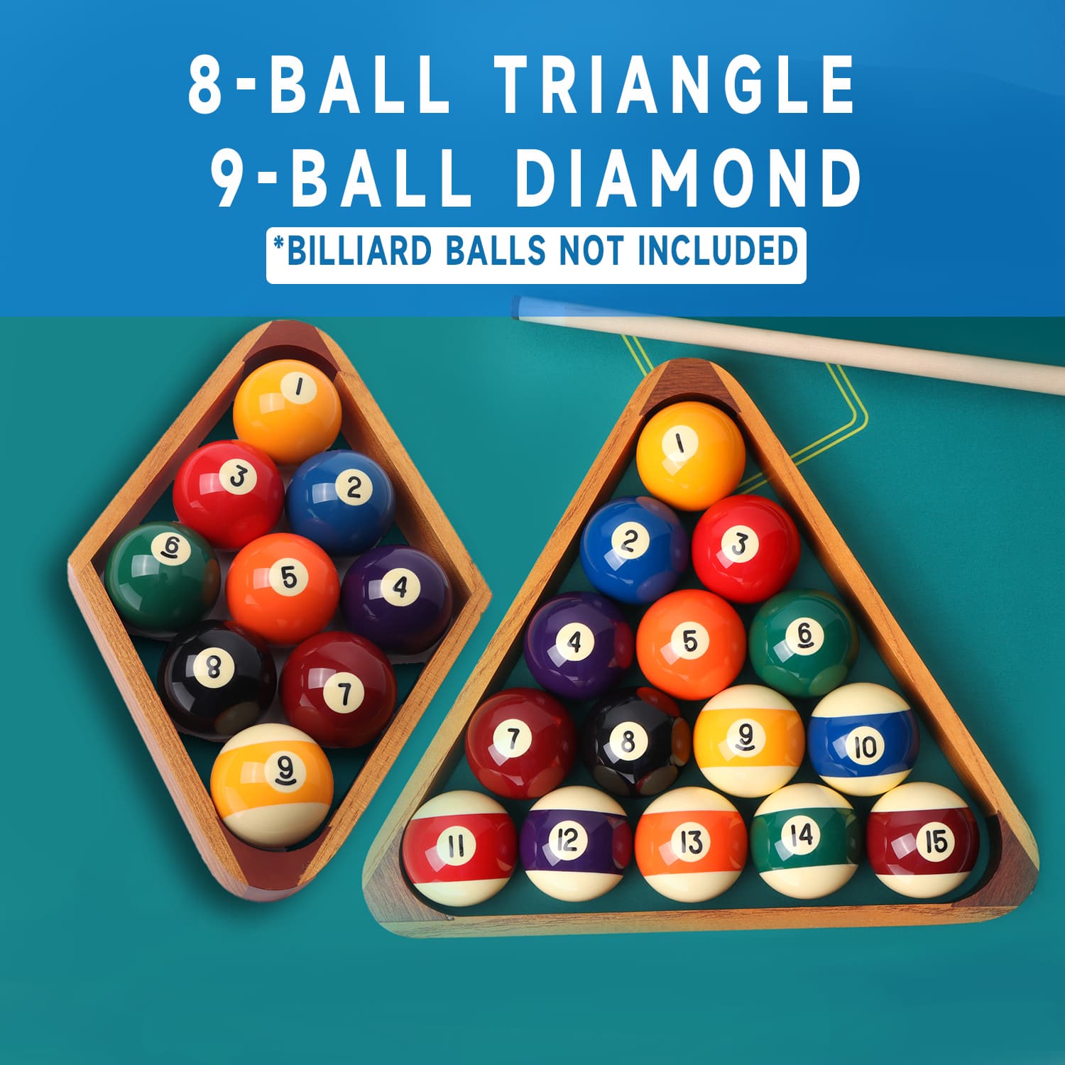 GSE Games & Sports Expert 2 Tone Solid Wood 8 Ball Triangle and 9