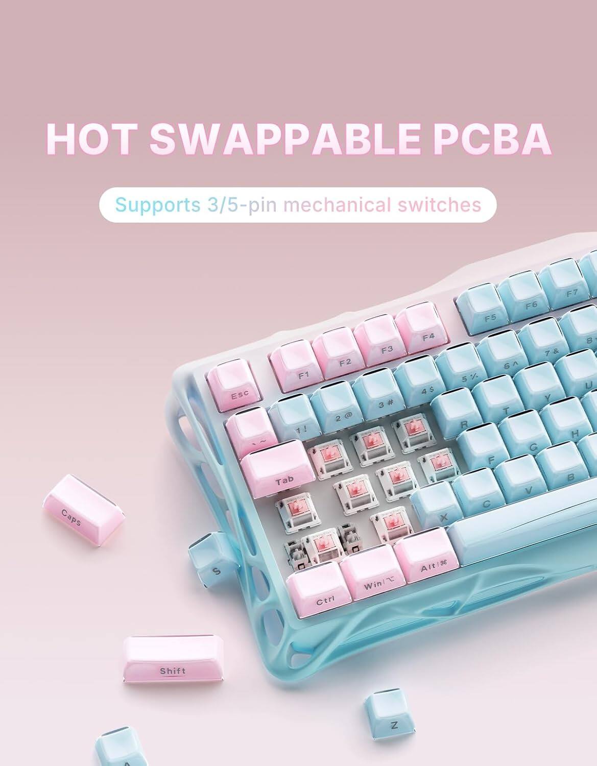 HOT SWAPPABLE PCB

Supports 3/5-pin mechanical switches

Caps ESC F1 1! ! Tab F2 20 F3 # 3 F4 4$ 4 S a de x F7 F6 F5 S 7& & 6 5% U Y T R H G F B V C S Ctri Win/ T D Alt Shift Z 0