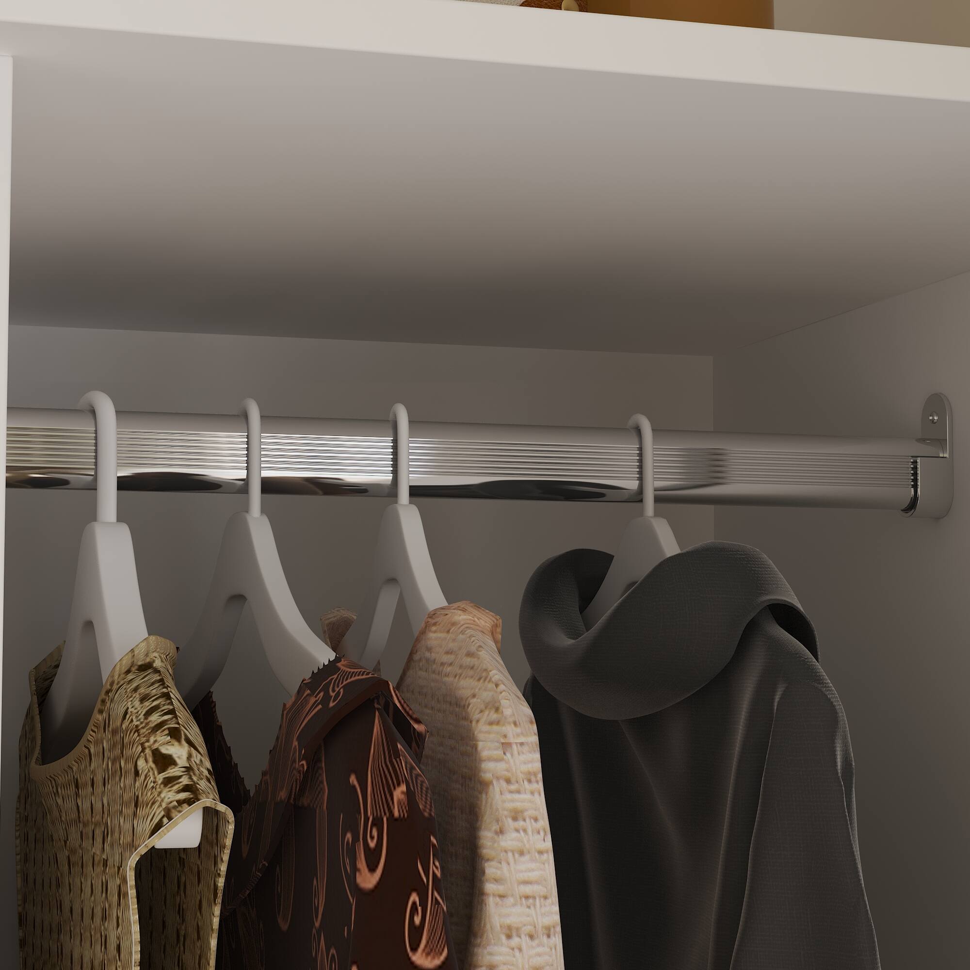 Alt View 2. FUFU & GAGA - Luxury Single Wardrobe with Mirror for Bedroom, Compact Closet with Hanging Rod, Drawer & Shelves, Small Space Storage - White.