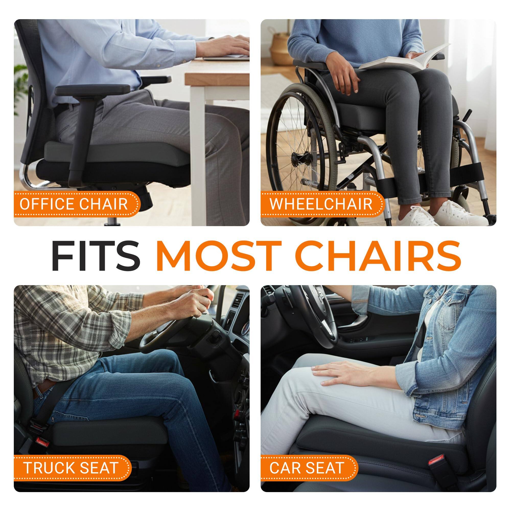 OFFICE CHAIR  
WHEELCHAIR  
FITS MOST CHAIRS  
TRUCK SEAT  
CAR SEAT