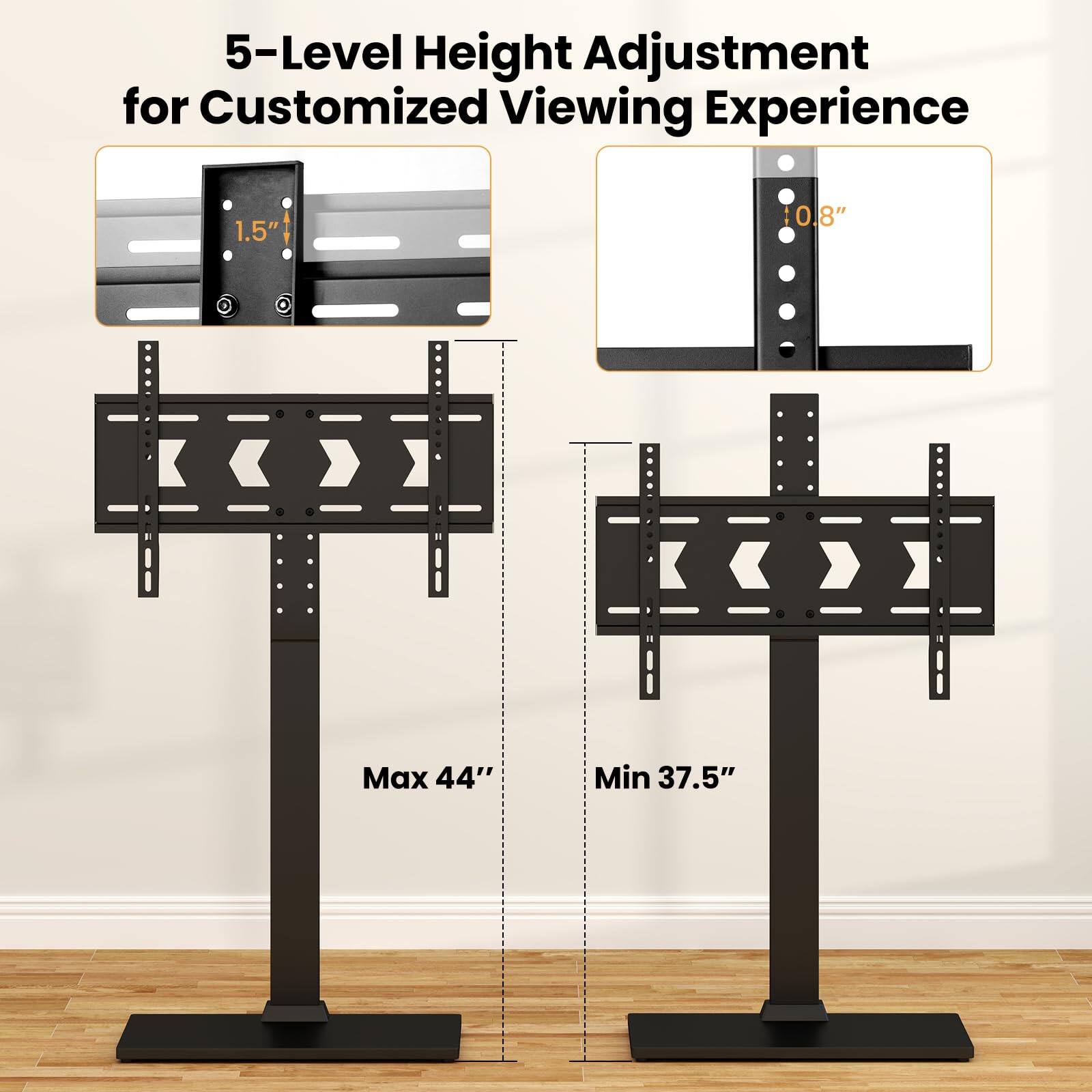 5-Level Height Adjustment for Customized Viewing Experience

1.5" 0.8" Max 44" Min 37.5"