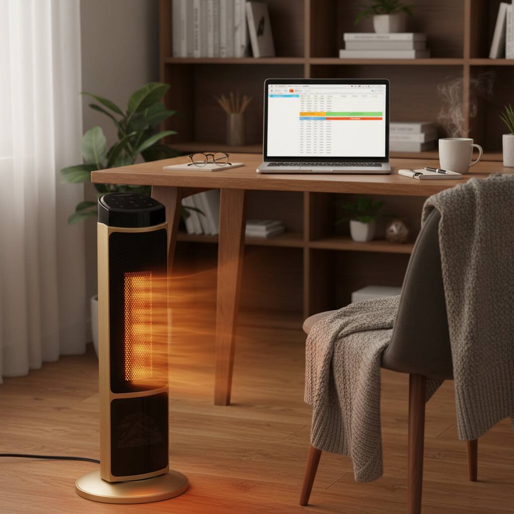 Alt View 6. AOITUN - 23inch Space Heater 3D Hyper-Realistic Flame with Remote, 1500W Electric Ceramic Tower Heater.