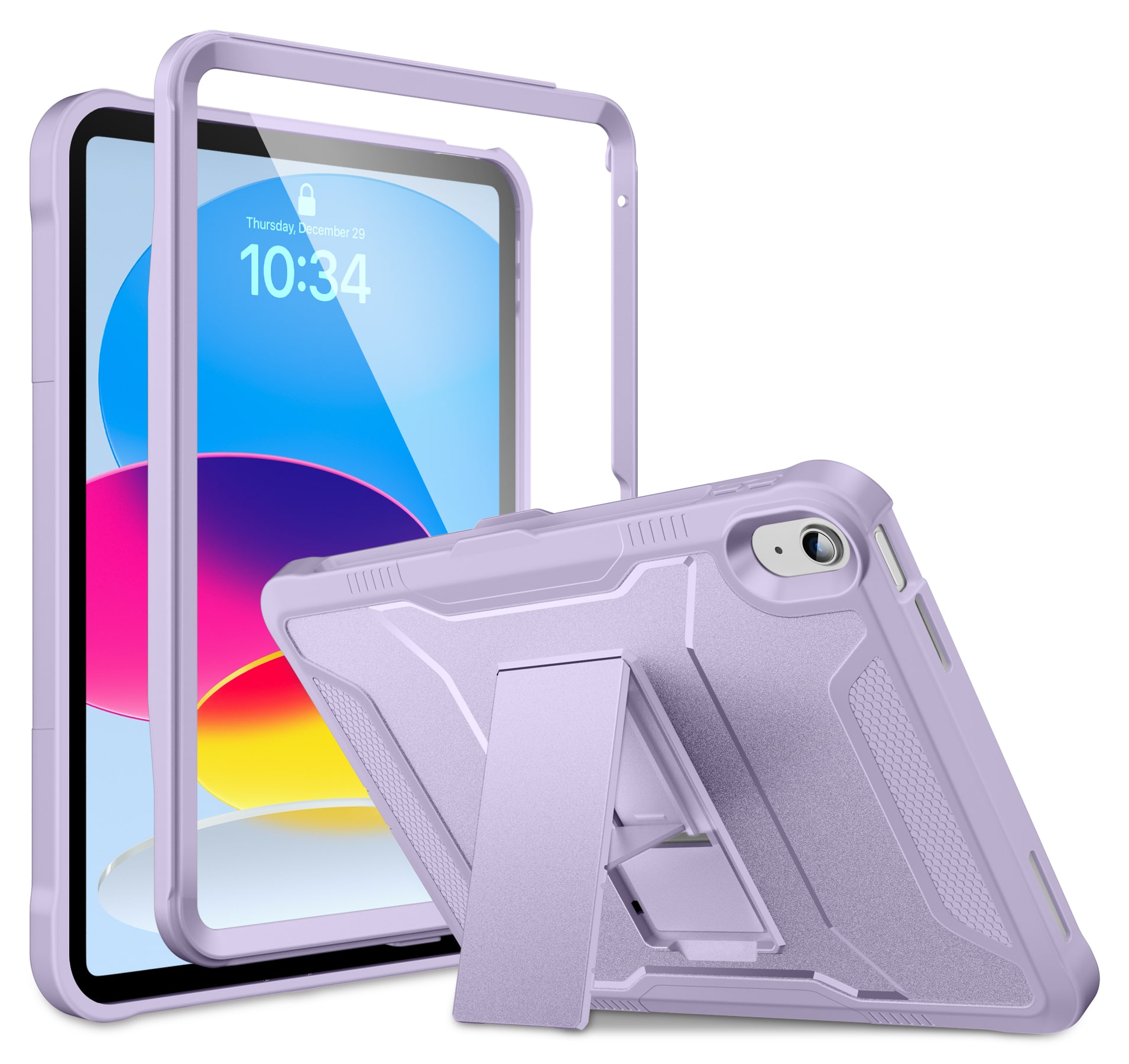 VIKESI - Protective Case for iPad (A16) 11–inch & iPad 10th Gen 10.9 –inch – Shockproof Design with Built-in Screen Guard - Light Purple