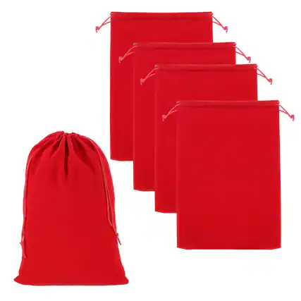 Front. Unique Bargains - Headphone Bag, 5pcs 15.75x11.81 Inch Travel Headset Carrying Storage Pouch Soft Drawstring for Over-Ear Headphones - Red.