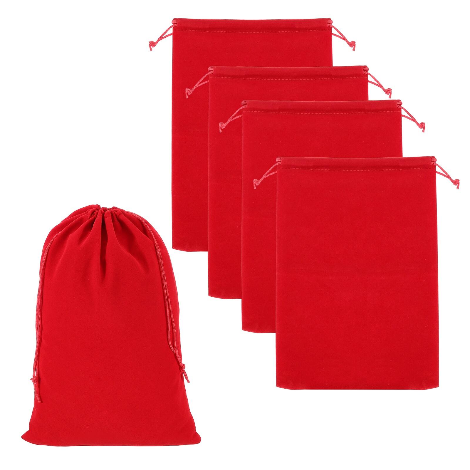 Front. Unique Bargains - Headphone Bag, 5pcs 15.75x11.81 Inch Travel Headset Carrying Storage Pouch Soft Drawstring for Over-Ear Headphones - Red.
