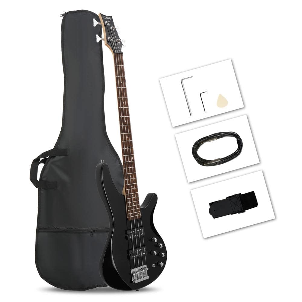 Winado - 44" Electric Bass Guitar 4 Strings H-H Pickup for Student With Carry Bag