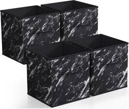 Sorbus - Foldable Storage Cubes, 6 Fabric Baskets for Organizing Pantry, Closet, Shelf, Nursery, Playroom, Toy Box - Marble Black